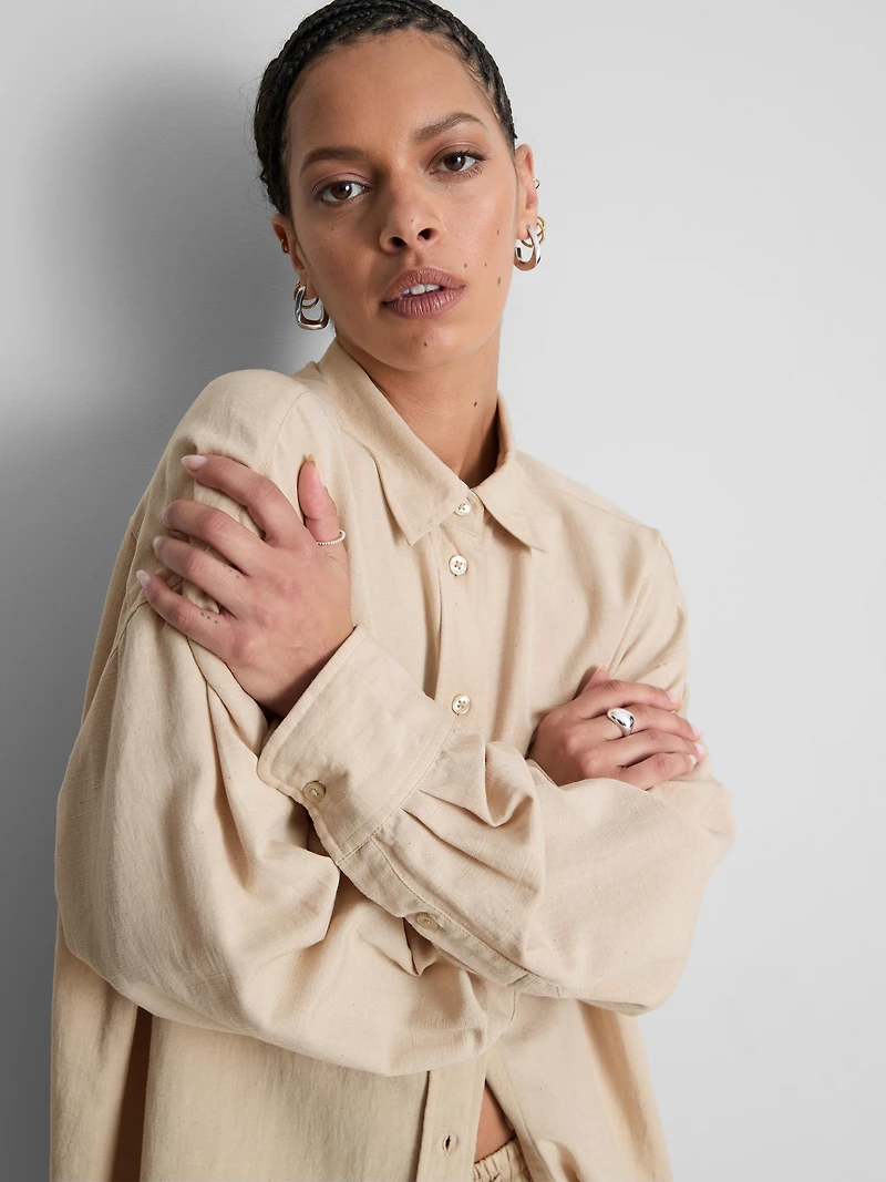 Classic Cotton-Blend Button-Down Shirt