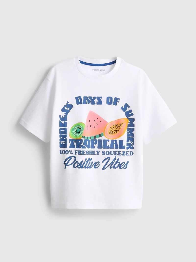 7-15yrs | Fruit Graphic Textured T-Shirt