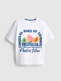 7-15yrs | Fruit Graphic Textured T-Shirt