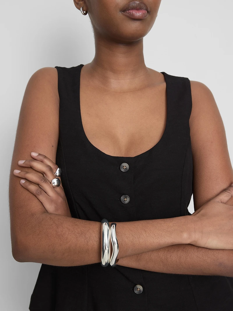 Cotton-Blend Button-Up Vest