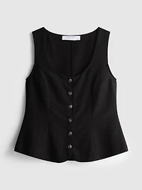 Cotton-Blend Button-Up Vest