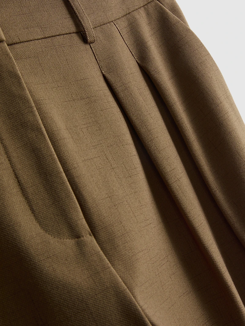 Pleated Mid-Rise Pants