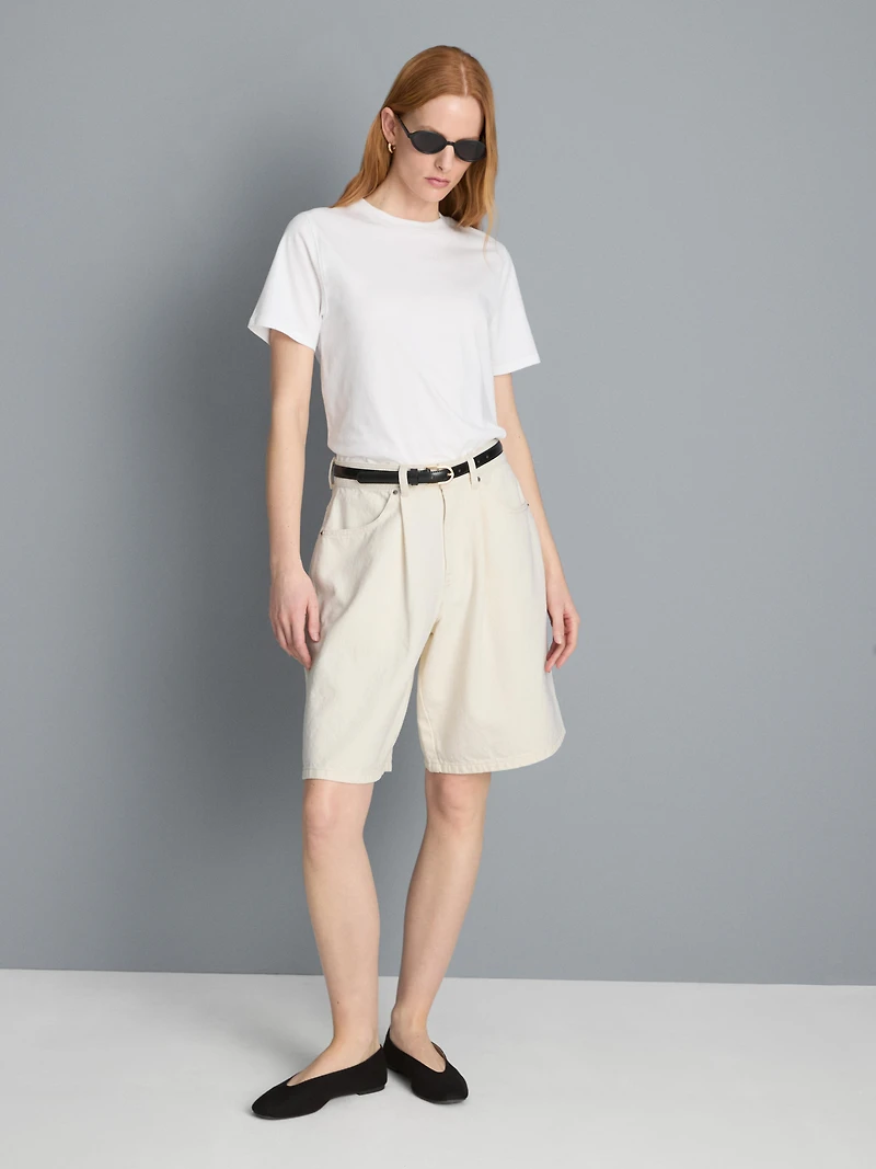 Cotton Denim Bermuda Shorts