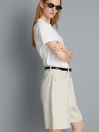 Cotton Denim Bermuda Shorts