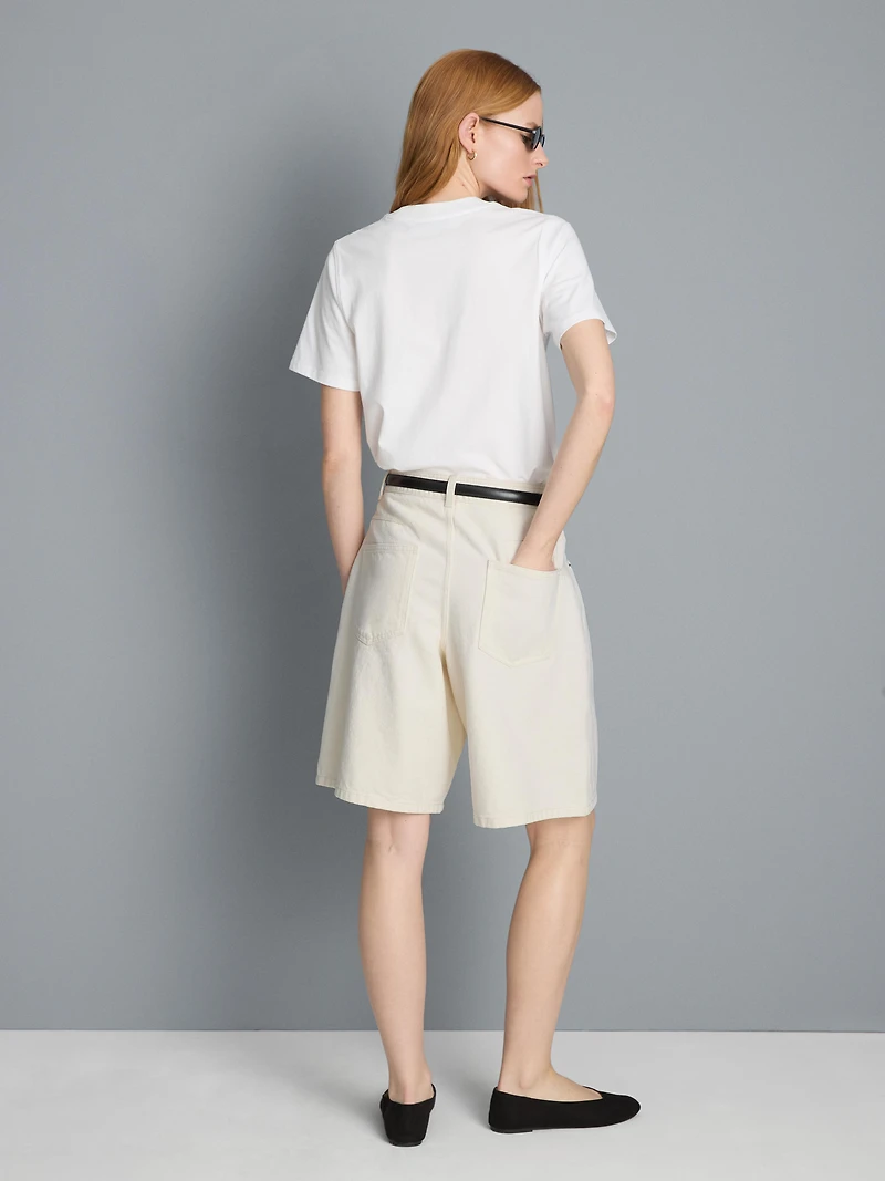 Cotton Denim Bermuda Shorts