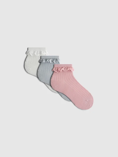 5pk Cotton-Rich Ruffle-Trim Quarter Socks