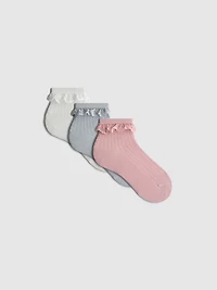 5pk Cotton-Rich Ruffle-Trim Quarter Socks