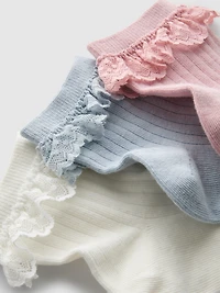 5pk Cotton-Rich Ruffle-Trim Quarter Socks