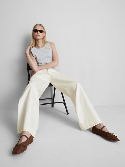 Pocket Front Wide Leg Jeans