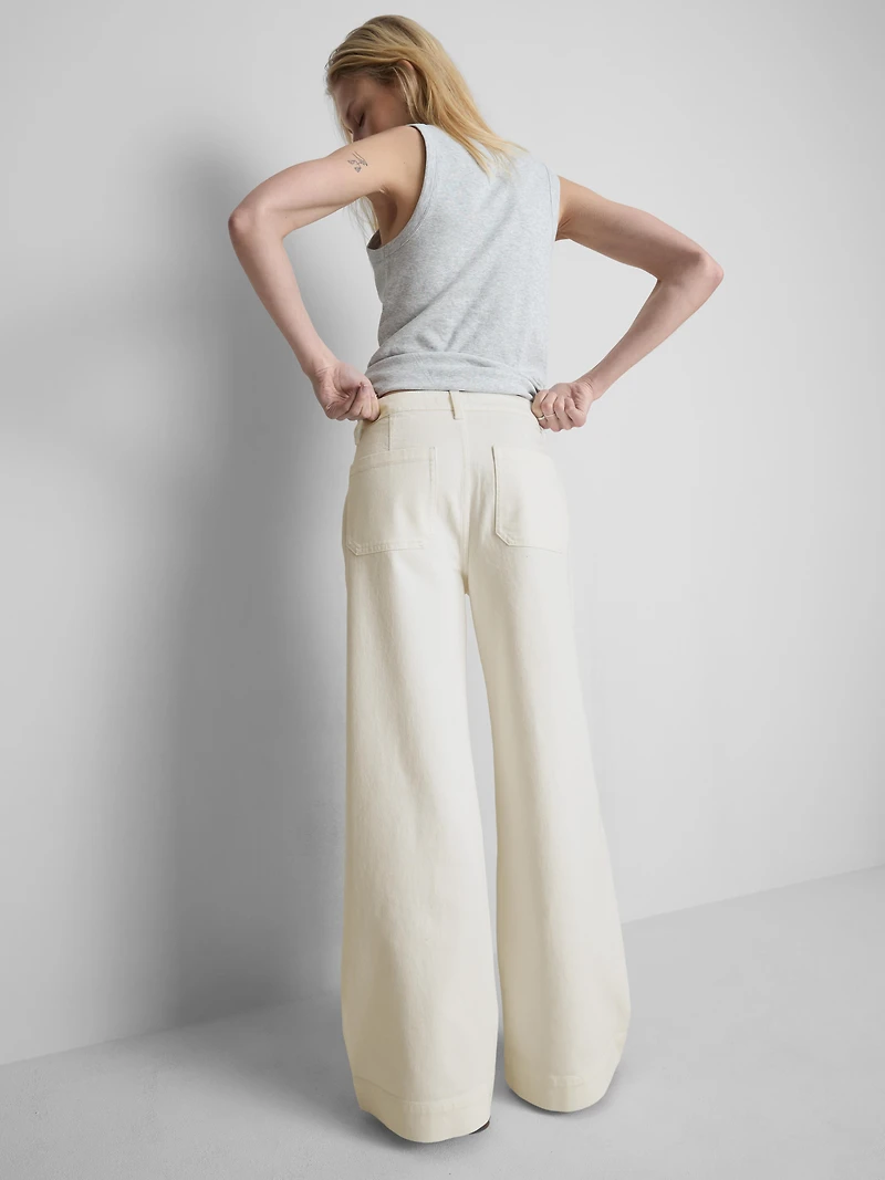 Pocket Front Wide Leg Jeans