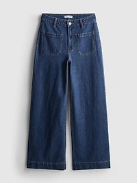 Pocket Front Wide Leg Jeans