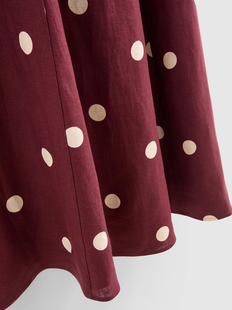 The Edit Linen Puff-Sleeve Midi Dress