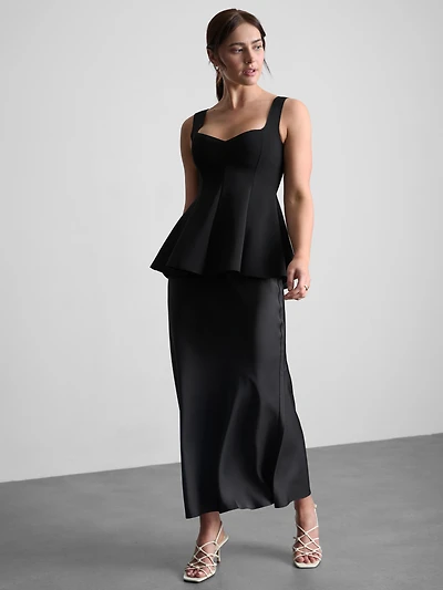 Crepe Sweetheart Peplum Top