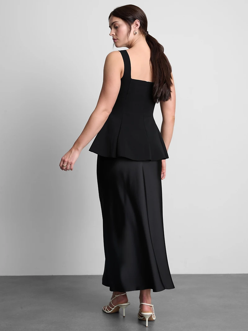 Crepe Sweetheart Peplum Top