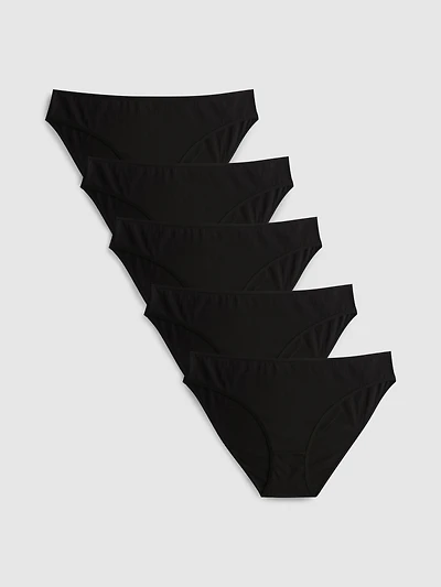 5pk Pure Cotton Black Mini Briefs