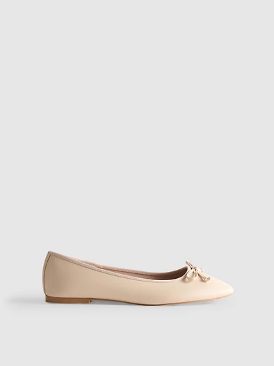 Faux Leather Ballerina Flats
