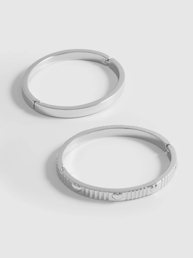 Women's 2pk Heart Detail Bangles