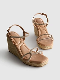 Wide Fit Diamanté Wedge Sandals