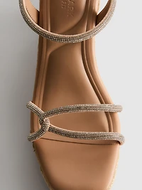 Wide Fit Diamanté Wedge Sandals