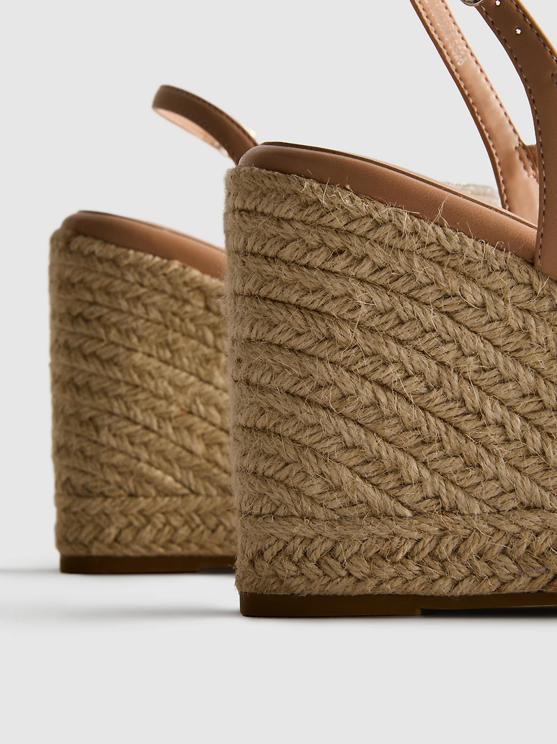 Wide Fit Diamanté Wedge Sandals