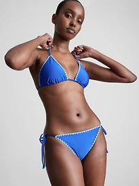 Stitch-Detail Triangle Bikini Top