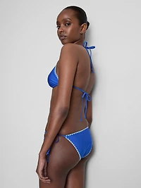 Stitch-Detail Triangle Bikini Top