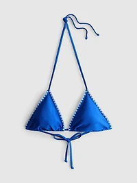 Stitch-Detail Triangle Bikini Top