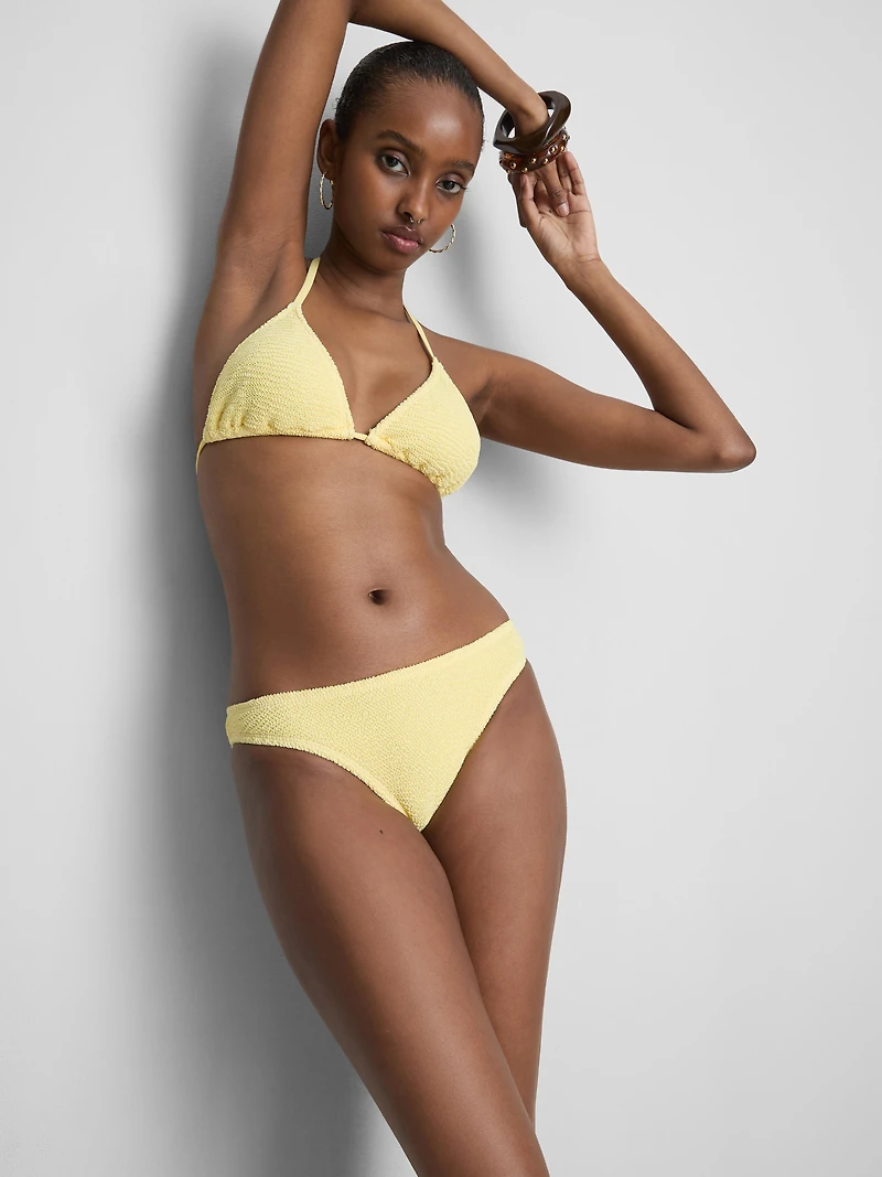 High Leg Crinkle Bikini Bottoms