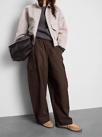 Cotton Wide-Leg Utility Pants