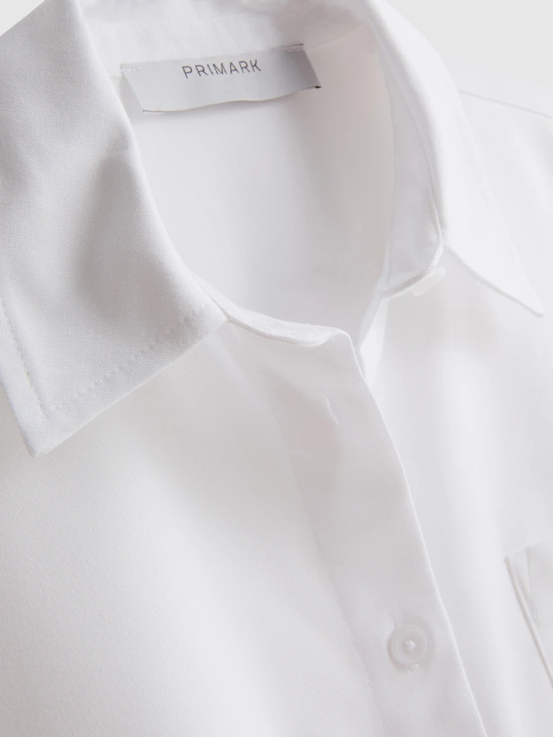 Cropped Boxy Short-Sleeve Oxford Shirt