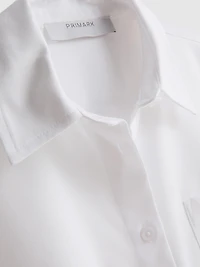 Cropped Boxy Short-Sleeve Oxford Shirt