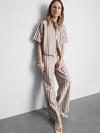 Cropped Boxy Short-Sleeve Oxford Shirt