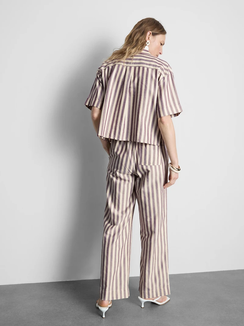 Cropped Boxy Short-Sleeve Oxford Shirt