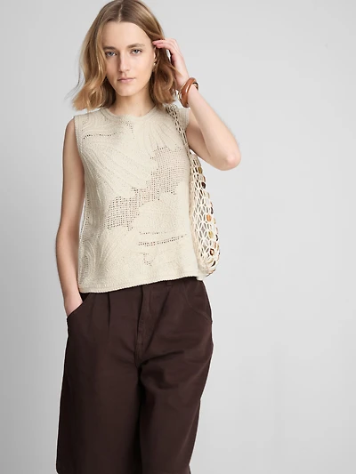 The Edit Crochet Knit Tank Top