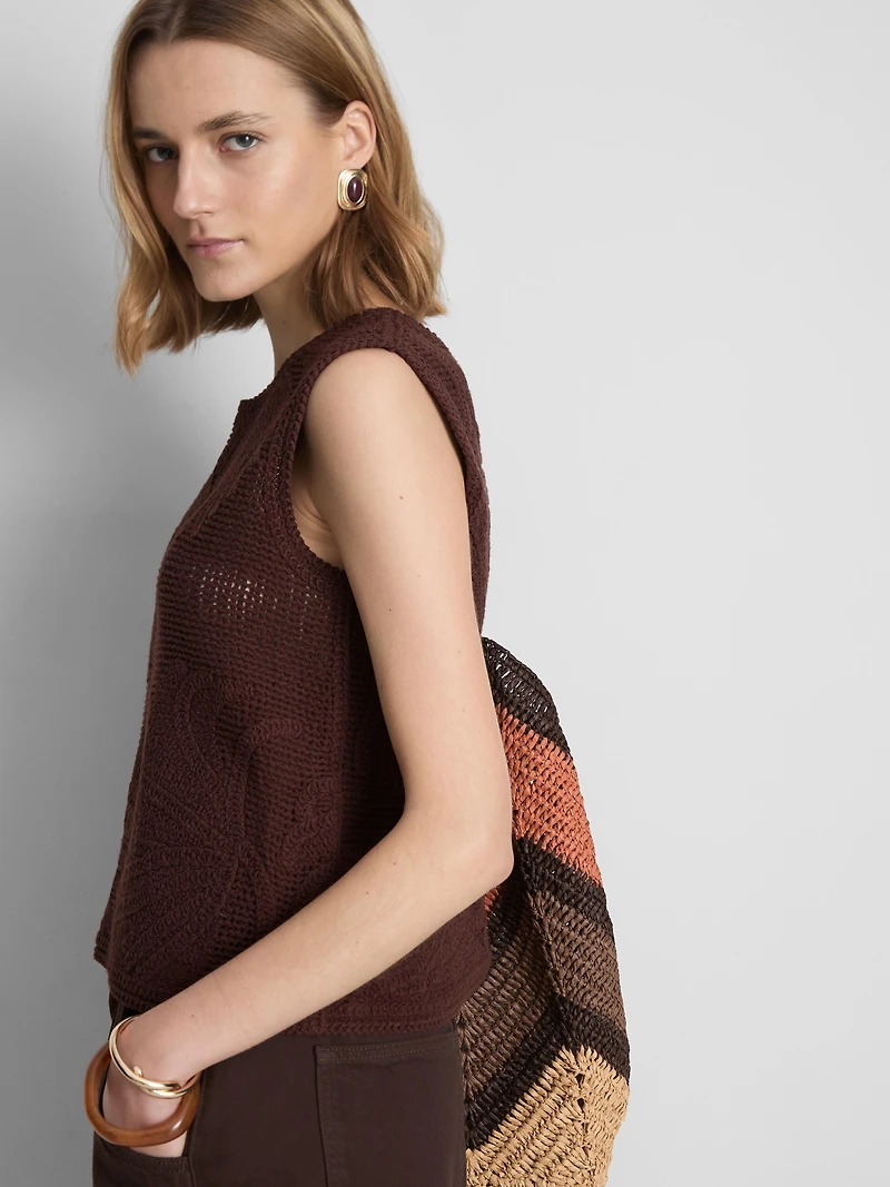 The Edit Crochet Knit Tank Top