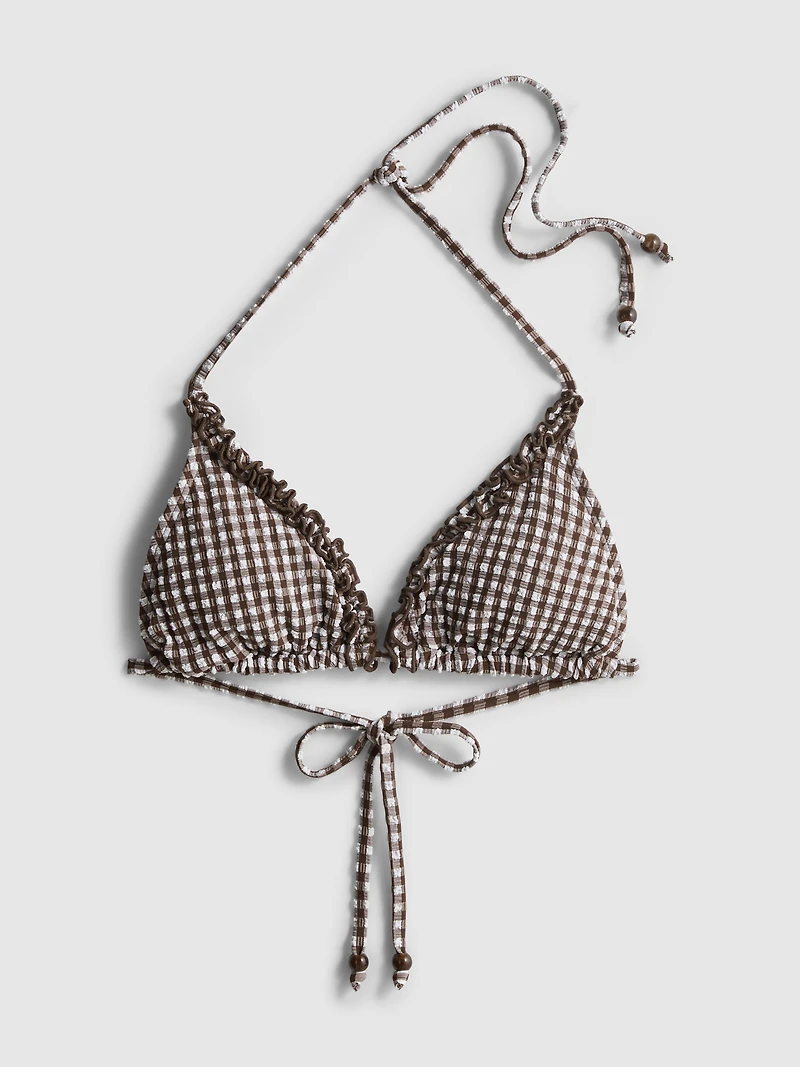 Ruffle Gingham Triangle Bikini Top