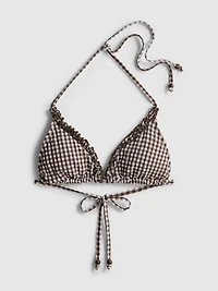 Ruffle Gingham Triangle Bikini Top