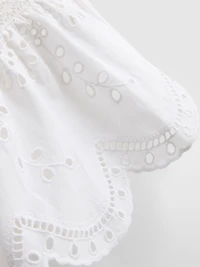 Cotton Broderie Tie Front Top
