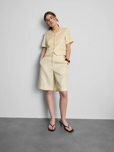Cotton-Blend Tailored Short-Sleeve Blazer