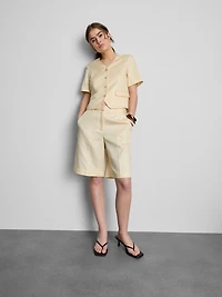 Cotton-Blend Tailored Short-Sleeve Blazer