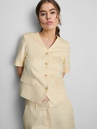 Cotton-Blend Tailored Short-Sleeve Blazer