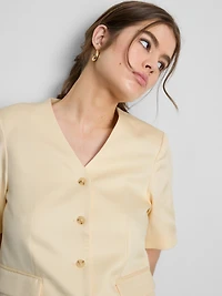Cotton-Blend Tailored Short-Sleeve Blazer