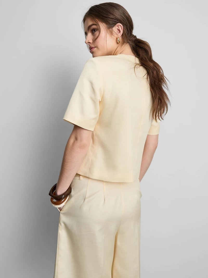 Cotton-Blend Tailored Short-Sleeve Blazer