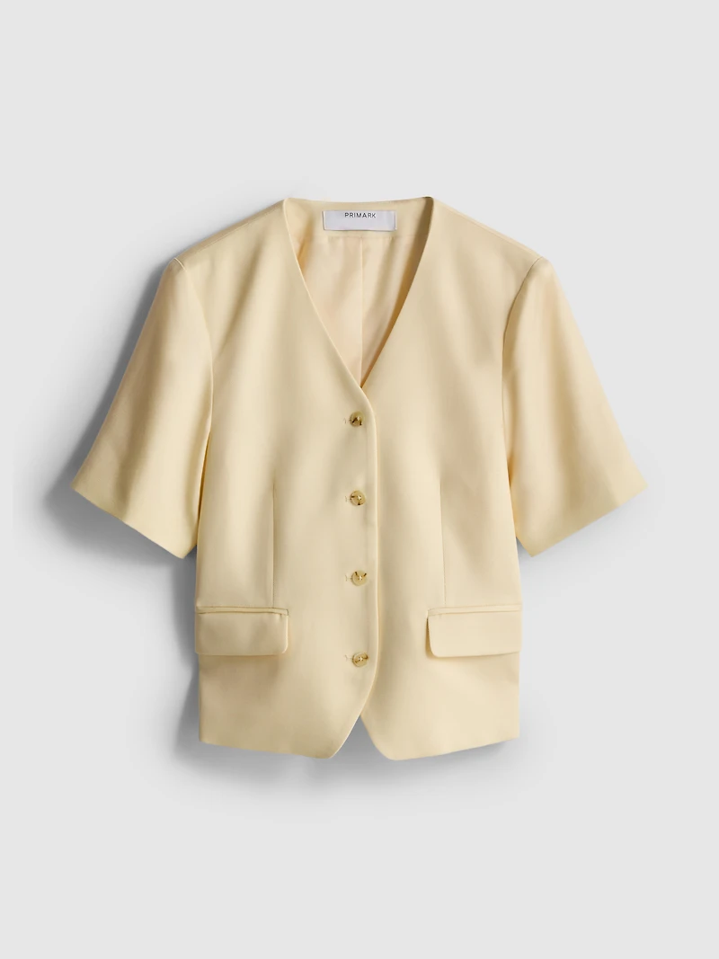 Cotton-Blend Tailored Short-Sleeve Blazer