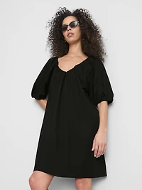 Puff-Sleeve Mini Smock Dress