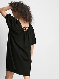 Puff-Sleeve Mini Smock Dress