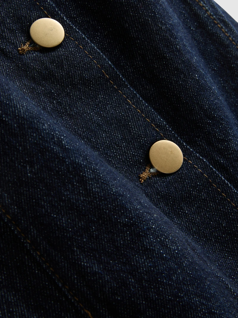 Cotton Denim Button Down Mini Dress