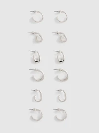 6pk Molten Metal Hoop Earrings