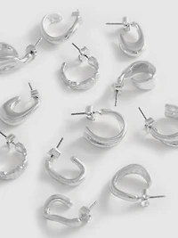 6pk Molten Metal Hoop Earrings