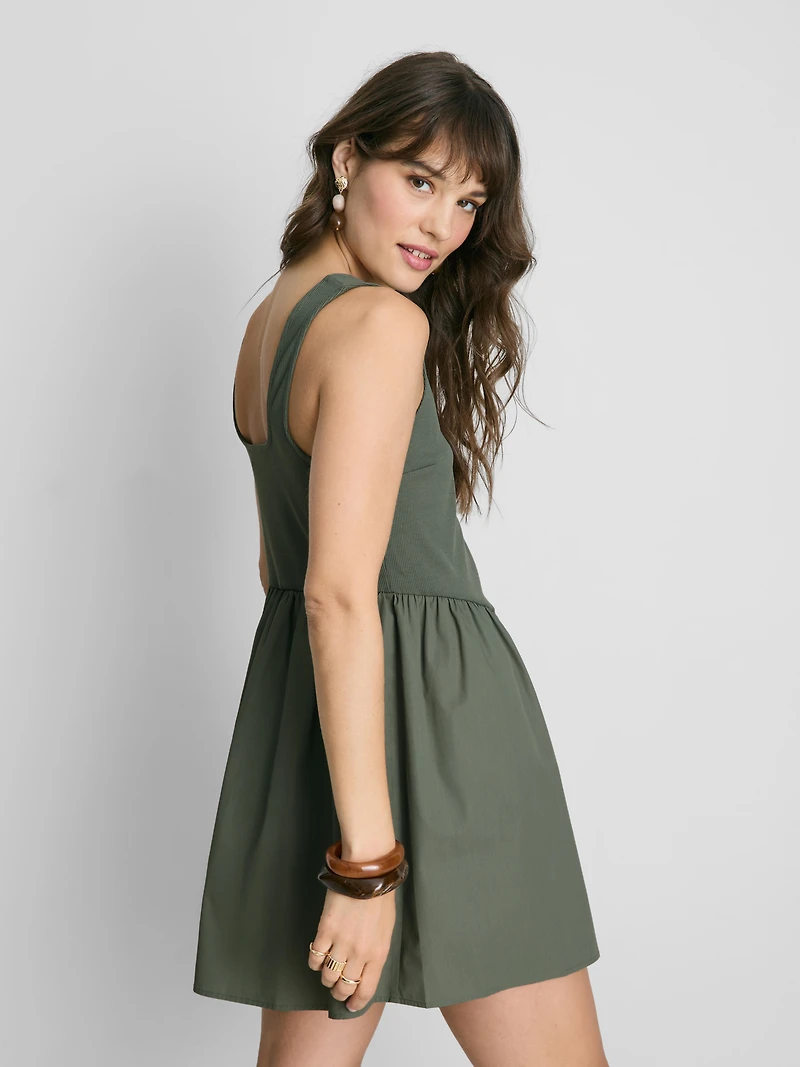 Cotton Blend Corset Mini Dress